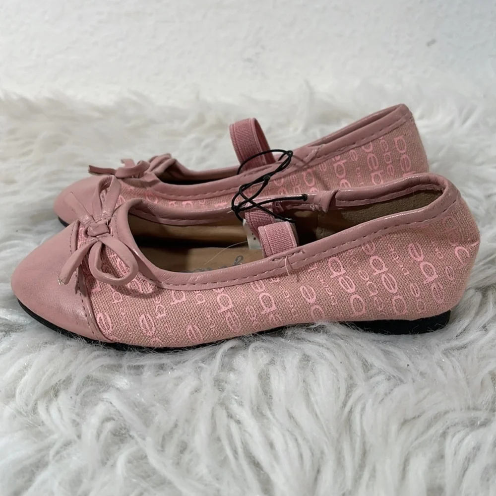 BEBE Girls Ballerina Flats Pink Slip On Shoes Size 8 New